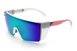Lazer Face Sunglasses: WHITE FRAME Stars & Stripes USA Z87 -Heat Wave Visual Stars Stripes USA White Angle Clear